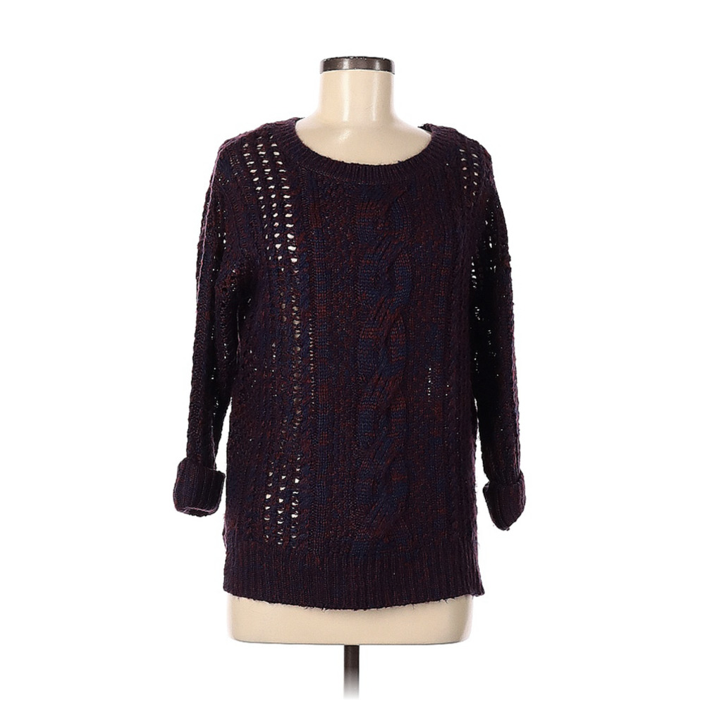 JJ Basics Cable Knit Red/Purple Chunky Sweater
